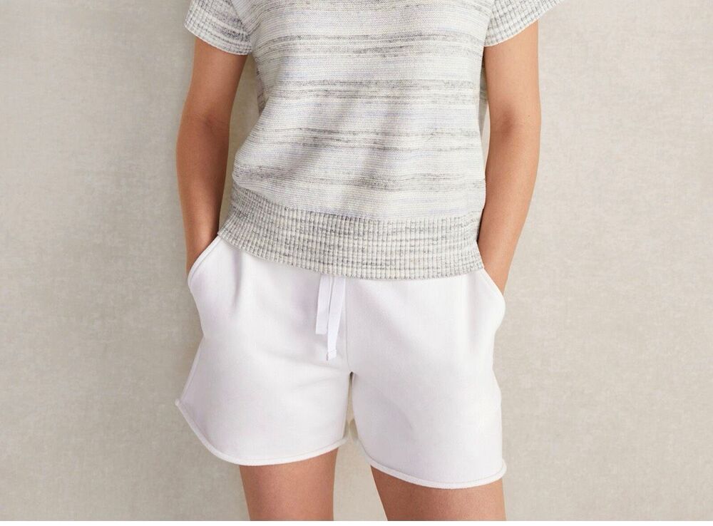 Haven Well Within Organic Cotton Terry Shorts White Drawstring Lounge Womens XL